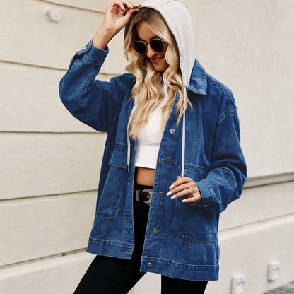 Retro Classic Loose Denim Casual Coat Top Women