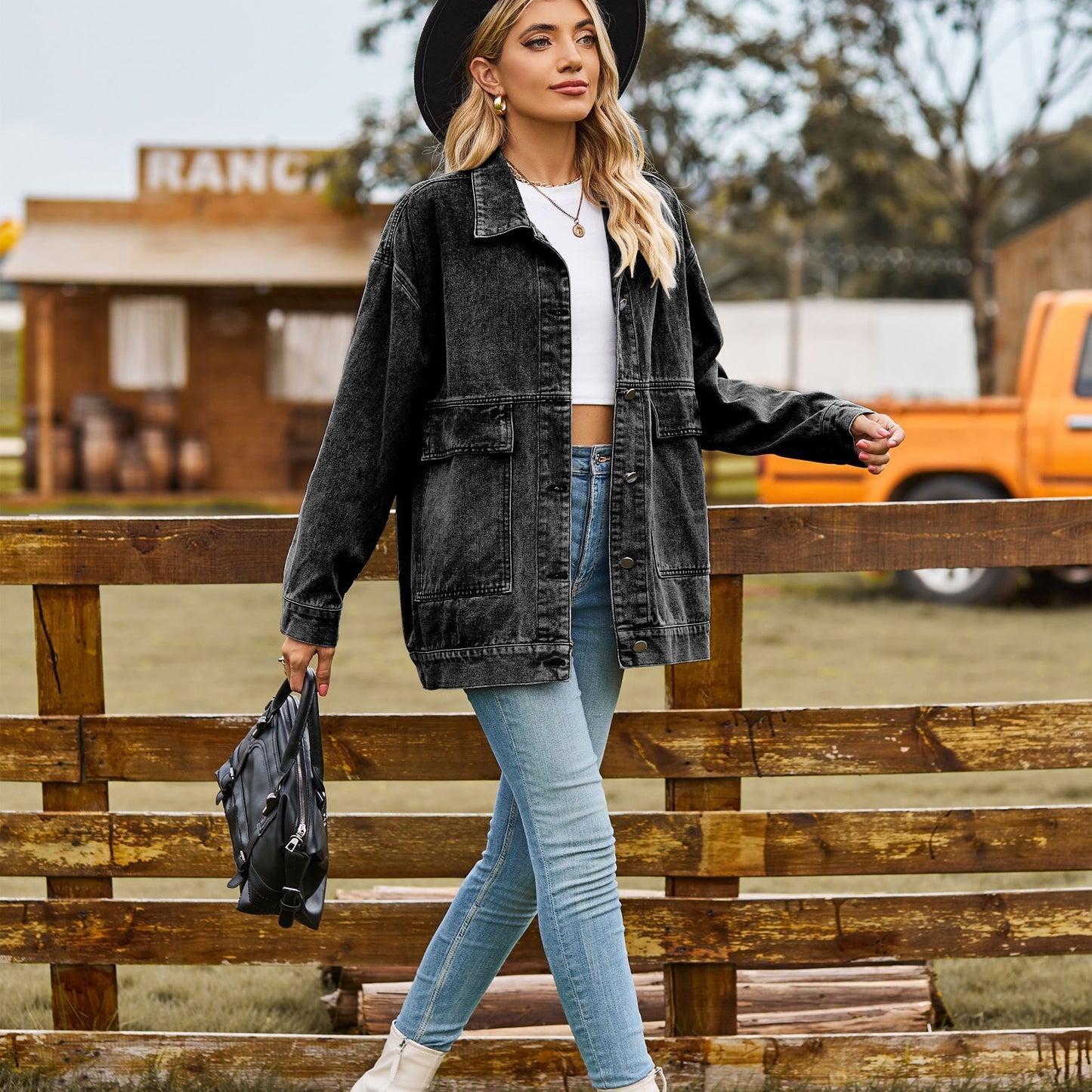 Retro Classic Loose Denim Casual Coat Top Women