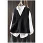 Women's V-neck Cotton Knitted Vest Cardigan