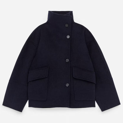 Pocket Casual Single-breasted Coat Solid Color