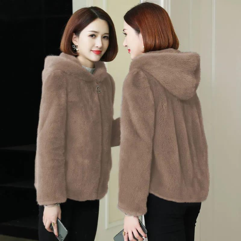 Thickened Velvet Coat Coral Fleece Coat Women's Winter Double-sided Fleece Hooded Warm Sweater Cardigan Zipper Fleece Jacket