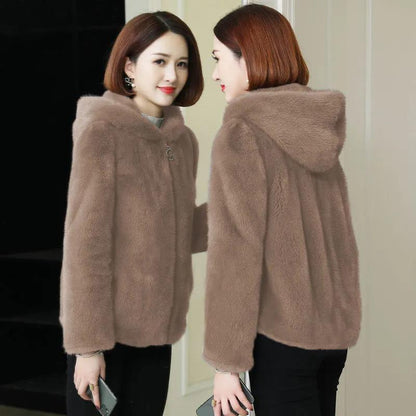 Thickened Velvet Coat Coral Fleece Coat Women's Winter Double-sided Fleece Hooded Warm Sweater Cardigan Zipper Fleece Jacket