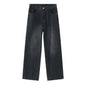 Korean Style Retro Half Elastic Waist Loose Straight Jeans Men's American Style