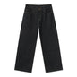Korean Style Retro Half Elastic Waist Loose Straight Jeans Men's American Style