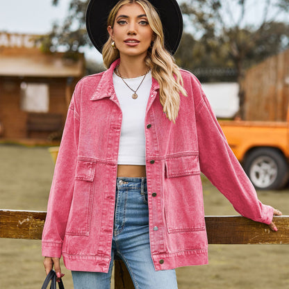Retro Classic Loose Denim Casual Coat Top Women