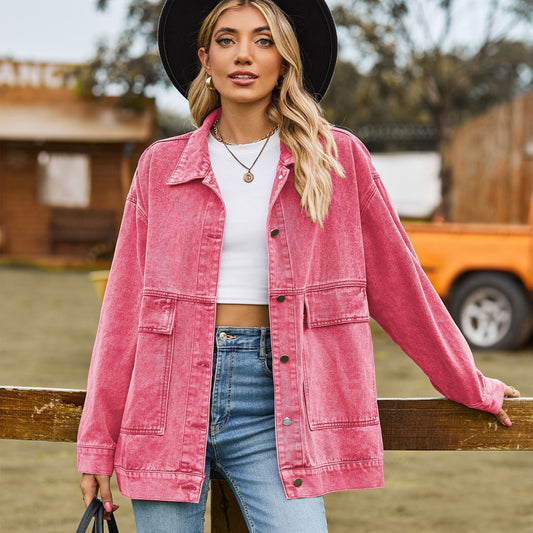 Retro Classic Loose Denim Casual Coat Top Women