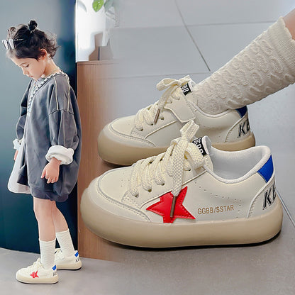 Girls' Leather All-match Star Casual Sneakers