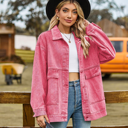 Retro Classic Loose Denim Casual Coat Top Women