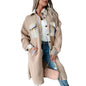Women's Fashion Colorblock Plaid Warm Single-breasted Woolen Coat
