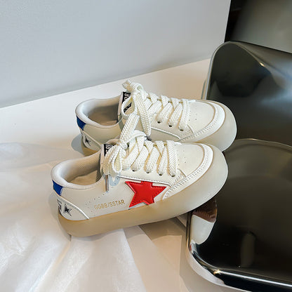 Girls' Leather All-match Star Casual Sneakers